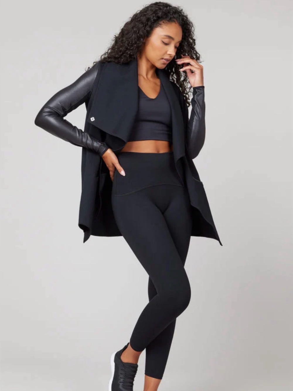 SPANX Drape Front Jacket Very Black SIZE MEDIUM EXCELLENT